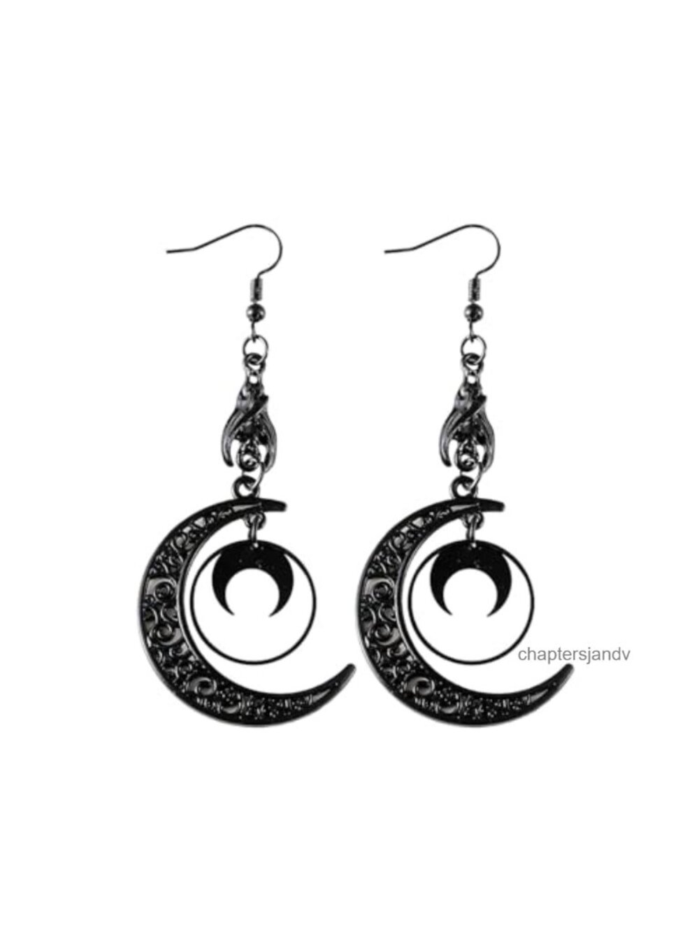 Gothic Witch Moon Dangle Drop Earrings Zinc Alloy Lever Back